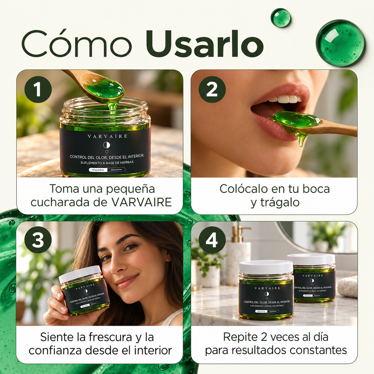 Suplemento alimenticio de hierbas para el mal aliento y olor corporal Varvaire®